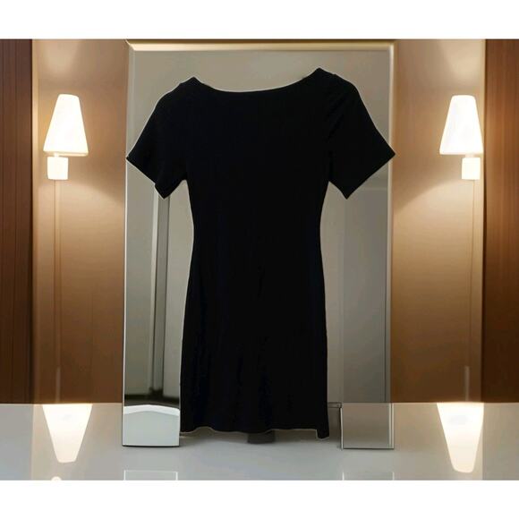 REFORMATION Rania Ribbed Zipper Black Mini Dress NOWT - Picture 8 of 9